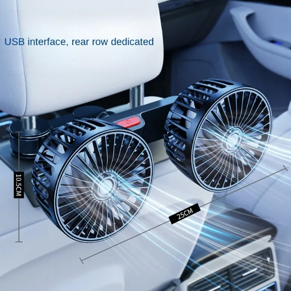 Car Fan  3-speed Car Seat Back Cooling Fan USB Charge Dual Head Fan 360 Degree Rotation Neck Cooler for Summer