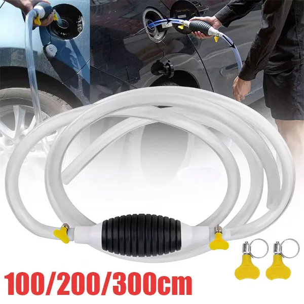 1/2/3M Car Emergency Fuel Extractor Universal Siphon Hose Pressurised Manual Self-priming Fuel Pump Car Engine