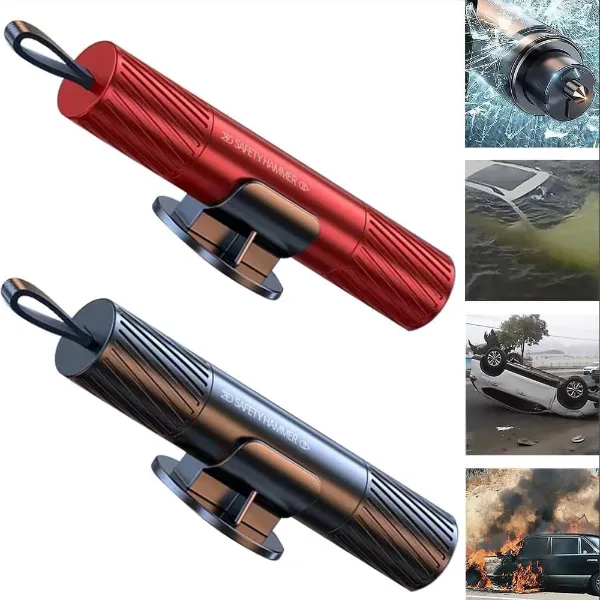 2 In 1 Car Safety Hammer Mini Vehicle Interior Accessory with Seat Belt Cut Tool Glass Window Breaker Car Emer