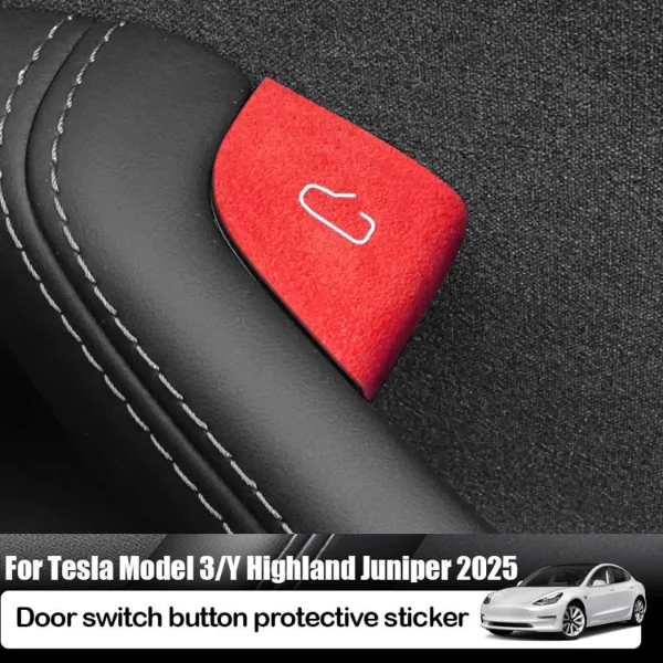 For Tesla Model Y Juniper 2025 Model 3 Highland 25-26 Car Interior Suede Door Button Trim Stickers Patch Trim 