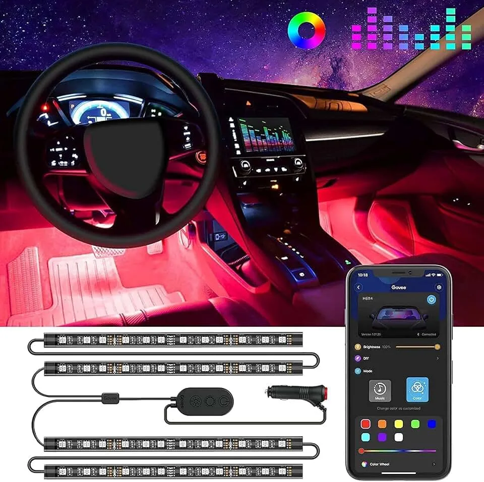 Govee Car LED Lights, RGB Smart Car Interior Lights, App Control