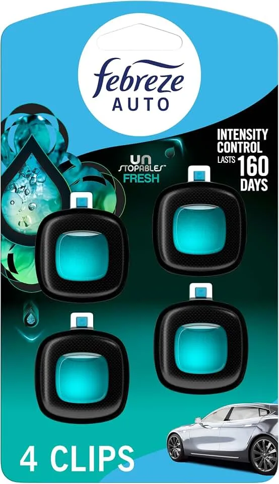 Febreze Car Air Freshener, Odor-Fighting Automotive Vent Clip, Scented Car Accessories, Long Lasting for Stron